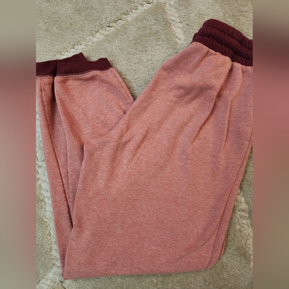 Pink Jogger Sweatpants w/ Maroon Accents Old Navy Small Light Weight Pajama Pant - Picture 4 of 6